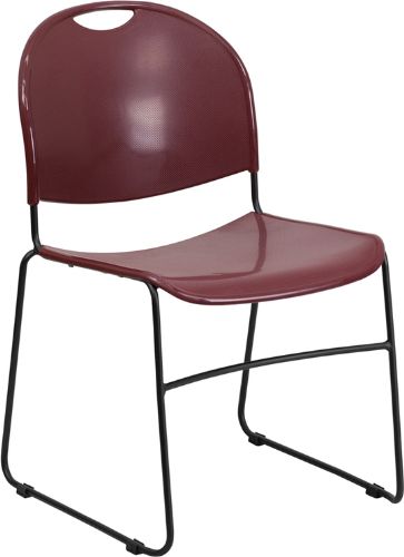 A burgundy seat with a black frame is shown above
