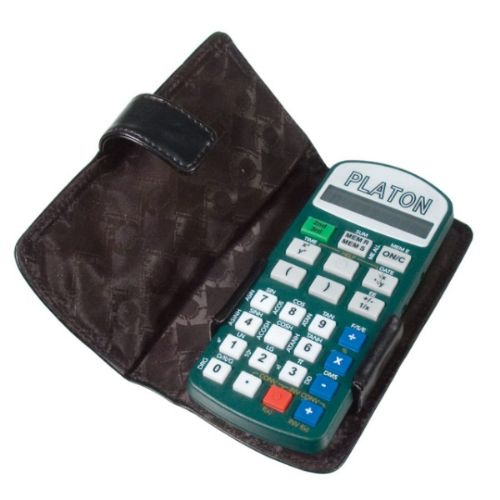 Here's the Calculator in its free leatherette carry case