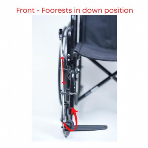 Pull the Pull Handle to place the footrests down