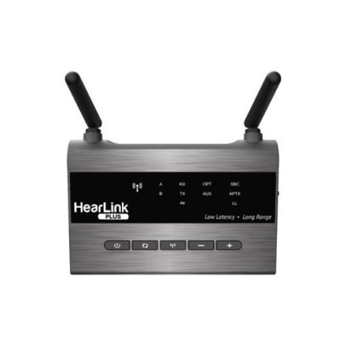The image above shows the HearLink Plus - an assistive listening long-ranged transmitter for TV and other audio sources