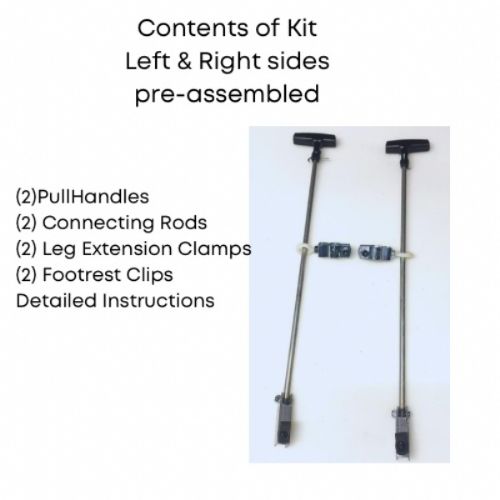 Here's what's-in-the-box of the Footrest Position Kit - no more tripping, falling, or bending down in folding up the footrests of your wheelchair