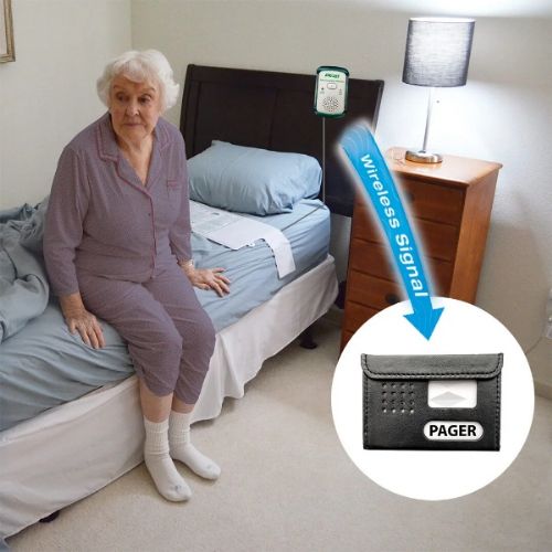 Provides notifications to the caregiver wirelessly through the pager