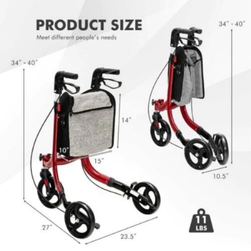 The dimensions of the Rollator Walker - made from lightweight aluminum