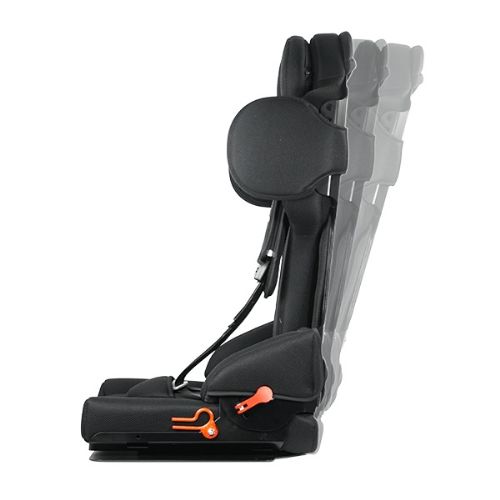 With the use of the red quick-release lever, the backrest can easily be adjusted