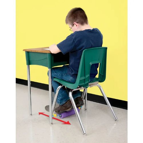 Abilitations' Think-N-Roll Foot Roller helps to provide a safe and quiet way for students to fidget while still remaining seated and able to work 