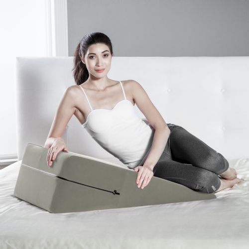 Using the large pillow allows you to lay down at an angle, which helps prevent acid reflux