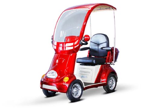 Red - EW-54 4-Wheel Scooter with Full Covered Windshield