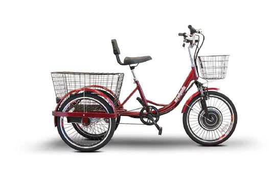 Side View of the 3 Wheel Electric Red Trike