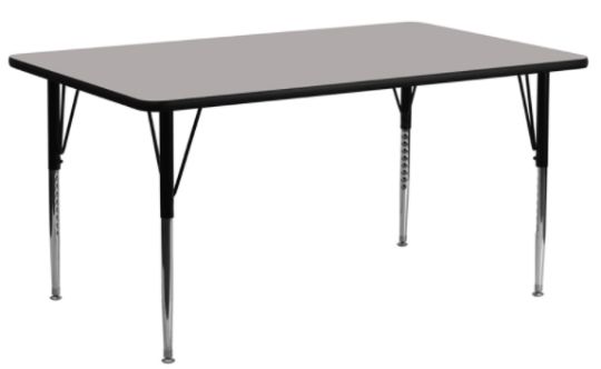 Classroom Activity Table - Large 30 in x 72 in Rectangular with HP Laminate Top - Gray
