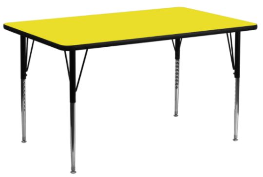 Classroom Activity Table - Large 30 in x 72 in Rectangular with HP Laminate Top - Yellow