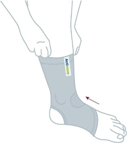 Model showing how brace compresses ankle