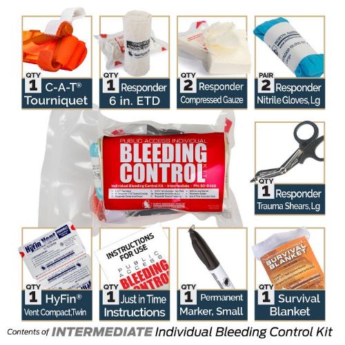 Contents of the INTERMEDIATE Level Public Access Bleeding Control Kit