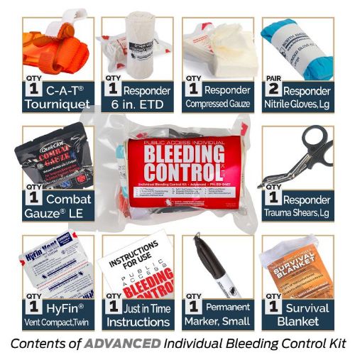 Contents of the ADVANCED Level Public Access Bleeding Control Kit