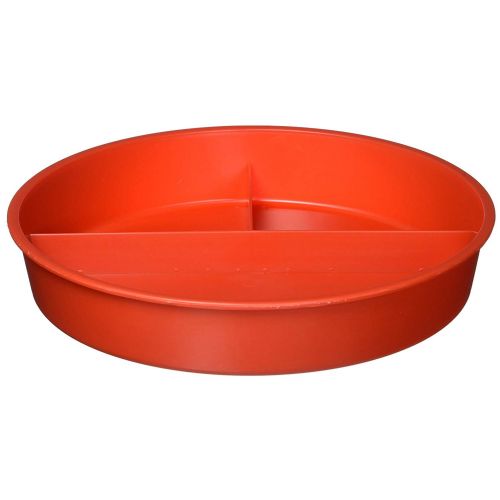 Divided Scoop Red Dish with Lid :: deep partitioned red plate