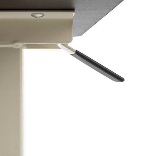 Picture shows the adjustable height lever when looking under the table