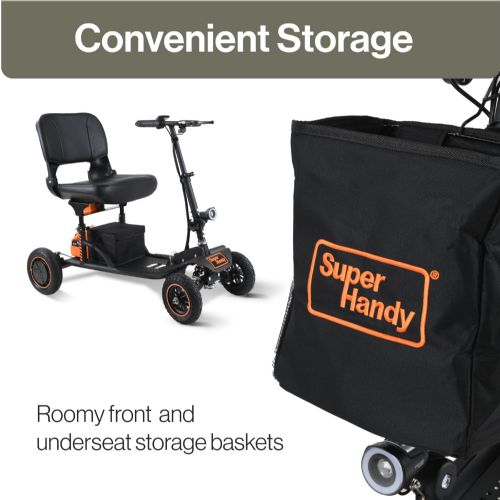 Equipped with storage baskets for your needed items on the go! 