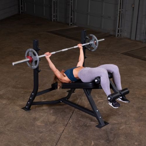Great for barbell decline press (barbell and weights not included)