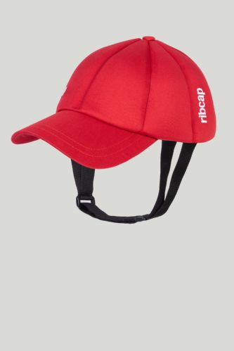 Ribcap Protective Baseball Cap in Red - Side View
