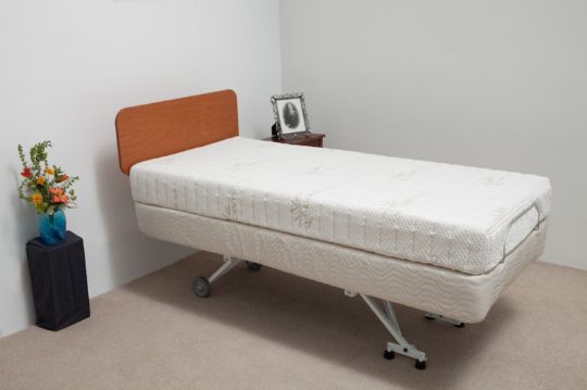 Supernal 5 Five Function Adjustable Mattress can be fully elevated for easy reach of an immobile patient by their caregiver