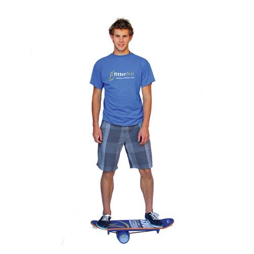This balance board uses a double ball bearing, tapered roller that allows for both sideways motion and heel-toe rocking.