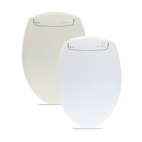 The LumaWarm seat is available in white or biscuit colors