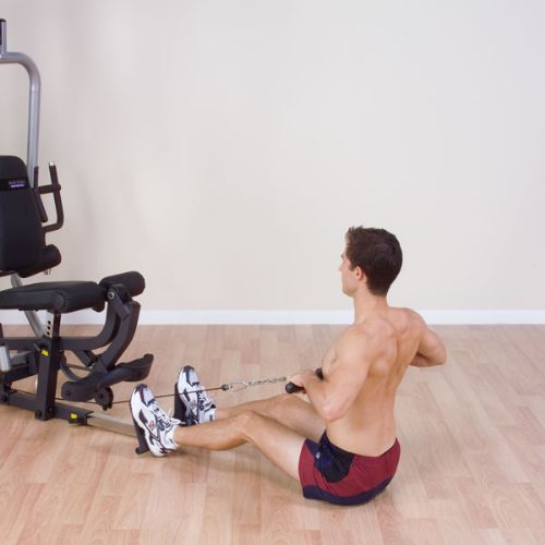 Seated arm pulls target the upper arm muscles and users' core