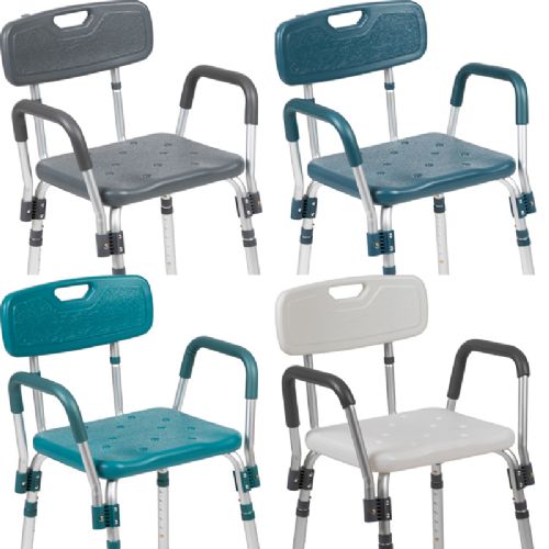 Optional quick-release back chairs chairs come in four colors (gray, navy, teal, and white)