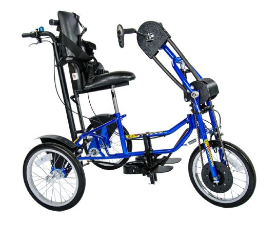 Expedition Series Upright Handcycle sideview in candy blue color option