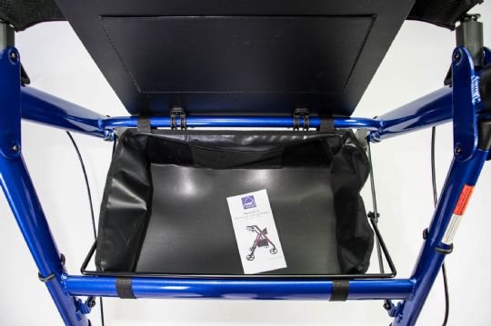 Storage Compartment Underneath the Seat on the Aluminum Folding Bariatric Rollator
