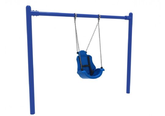 High Elite Single Post Special Needs Swing Set - In Blue Cobalt Color Version