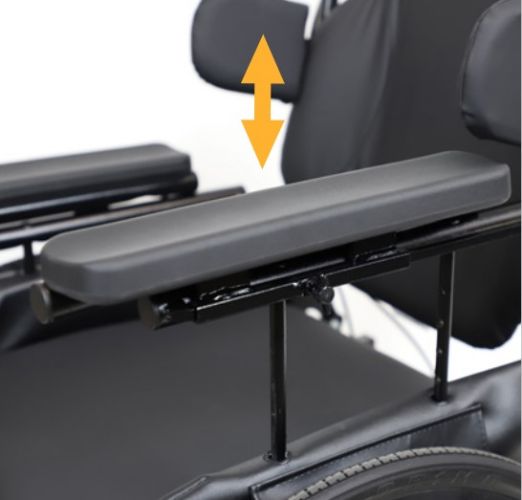 The Encore Rehab features height-adjustable and removable armrests to create the best fit for a variety of users