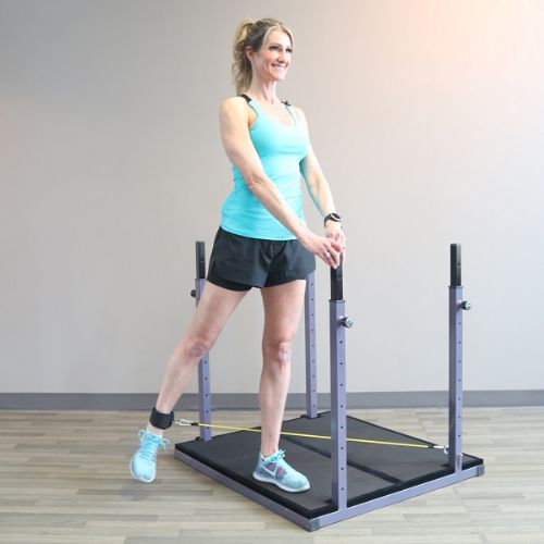 Height-adjustable resistance bands provide a truly customizable workout