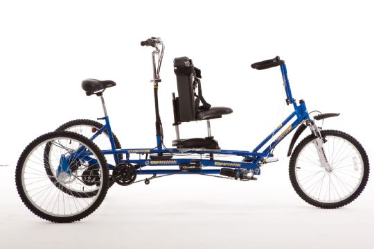 Freedom Excursion Tandem Tricycle features adjustable parts for optimal positioning of seating.