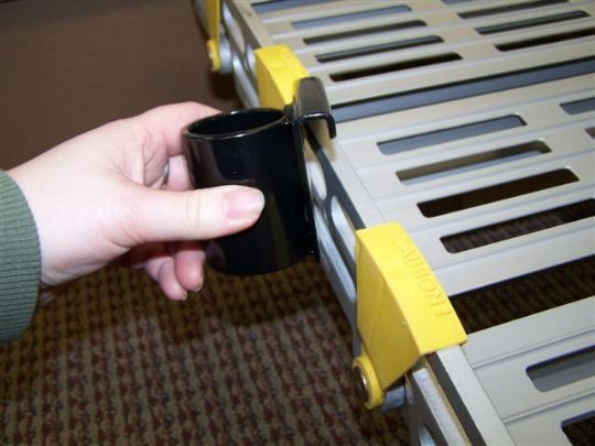 Handrail Holder being Attached to Roll-A-Ramp
