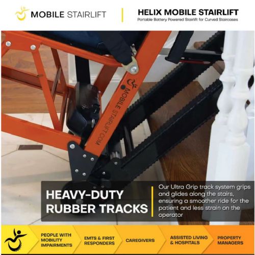 Mobile Stairlift Helix Wheelchair Stair Lift - Heavy Dutty Rubber Tracks