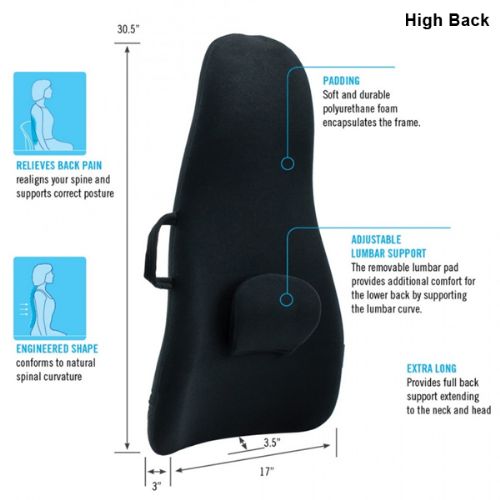 ObusForme Lumbar Support Pillow for Chair | Durable Foam Backrest Cushion |  CustomAIR Adjustable Inflatable Lumbar Pad | Home, Office or On-The-Go