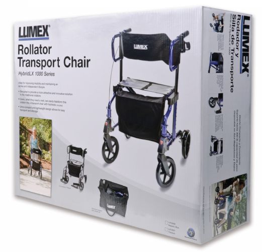 The HybridLX Rollator comes in a sleek package