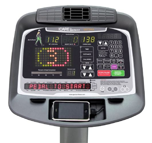 The SportsArt ICARE System console has easy-to-use fingertip controls