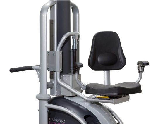 The SportsArt ICARE uses a comfortable seat that can accommodate a variety of users