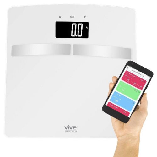 Vive Health Smart Body Fat Scale with 396 lbs. Capacity and Smartphone Compatibility - White