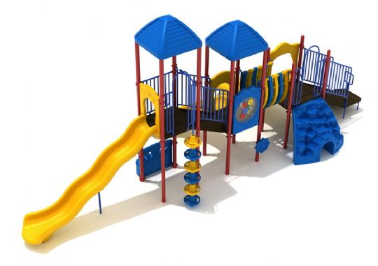 Ladera Heights Commercial Playground - Primary Colors Back View