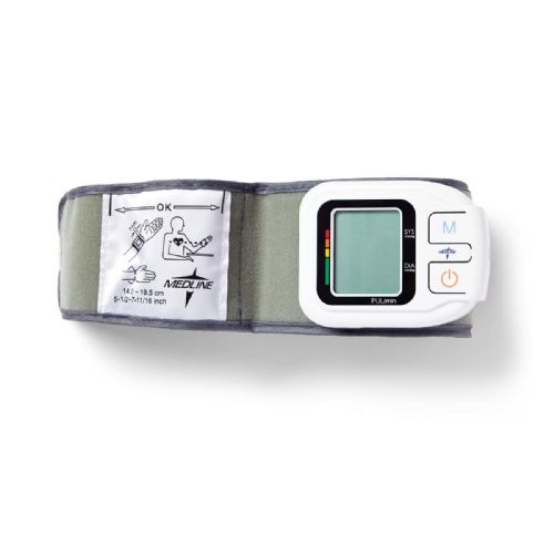 Medline Digital Wrist Blood Pressure Monitor, BP Cuff with Batteries  Included (60 Reading Memory)