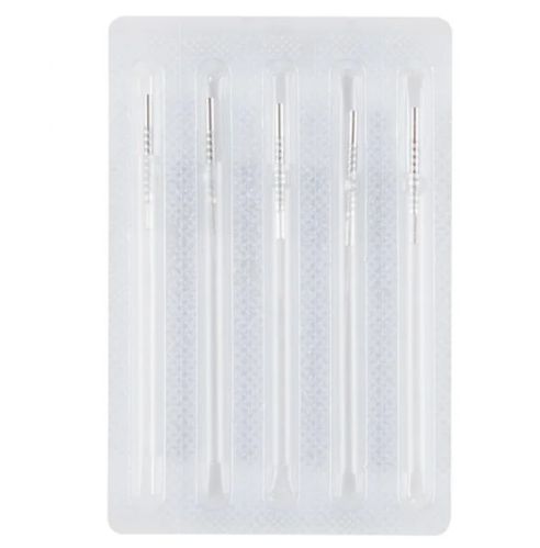 Sterile, individually packaged in sleeves of 5 needles/tubes