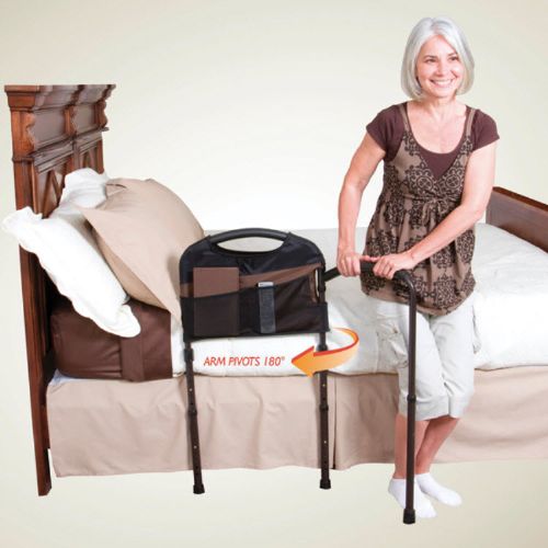 Mobility Bed Rail with Swing Away Stability Arm in use