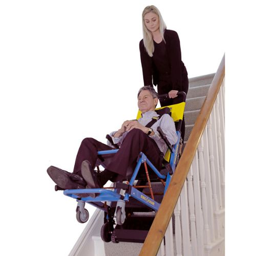A motorized climbing chair that will ensure the person's safety while descending or ascending in a flight of stairs