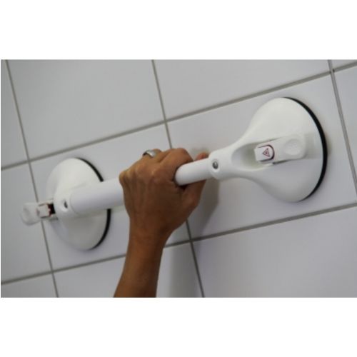 Its suction works with smooth surfaces like tiles, fiberglass, porcelain, or enamel-coated cast iron tubs