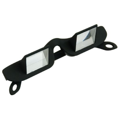 The lenses are right angle prisms that change the normal line of sight without any distortion. 