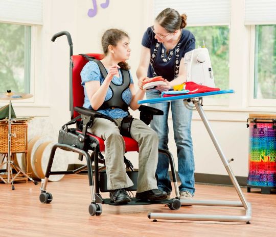 The Rifton Activity Chair R820may be utilized in school or therapeutic environments.