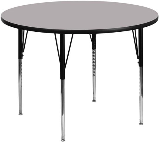 GRAY - Large 60-in Round Classroom Activity Table w/ High-Pressure Laminate Top