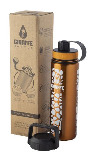 Stainless steel bottle - burnt orange with a pattern